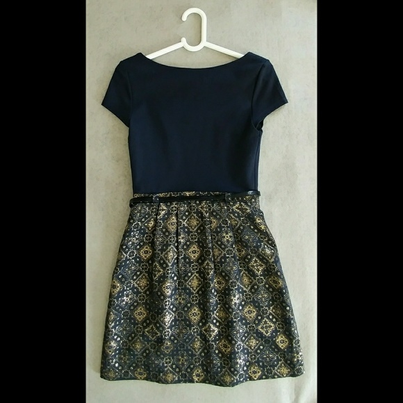NWOT Forever New Navy&Gold dress - Picture 2 of 4